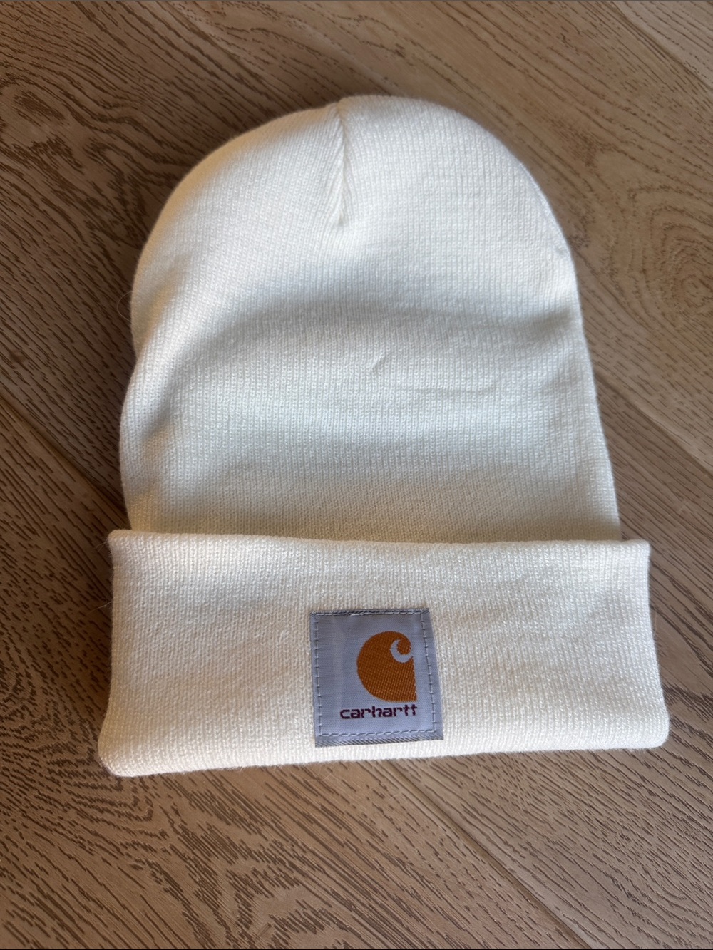 Carhartt Ivory Cuffed Beanie with Logo Patch
